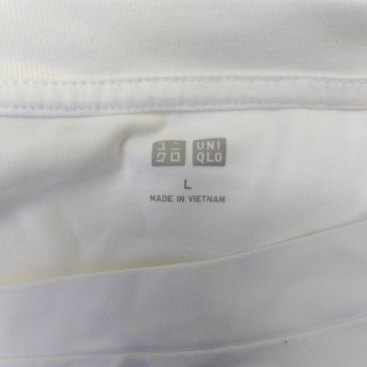 ユニクロメンズＬサイズ半袖 Tシャツ ホワイト 新品未使用 ４／４ 半袖Tシャツ ユニクロの画像5