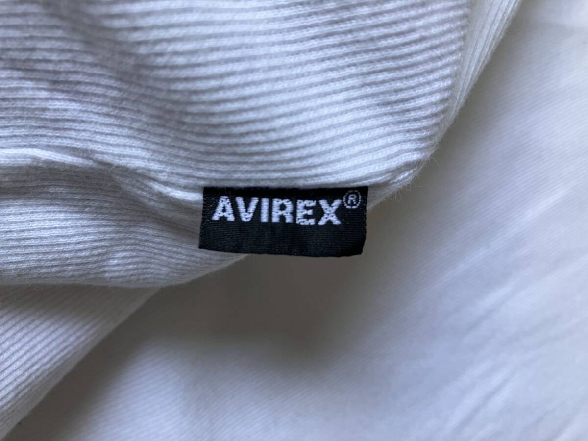 ★中古★AVIREX アヴィレックス 半袖 リブ Vネック Tシャツ Lサイズ ワッフル 白 ホワイト アビレックスの画像4