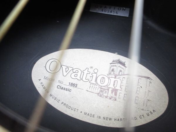 X913-N29-3175■ Ovation オベーション No.1863 classic クラシックギター ハードケース付 現状品①の画像4