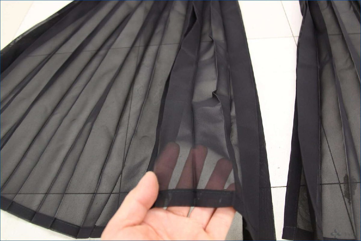 トラックカーテン ボイルレース サイドカーテン ブラック 巾100cmｘ丈80cm （2枚入り）フック付き 日よけに最適 安心の日本製_画像3