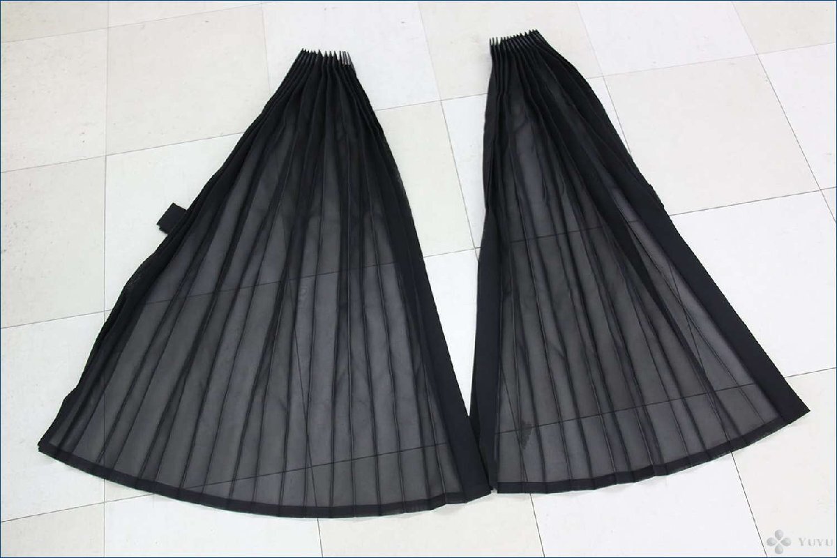 トラックカーテン ボイルレース サイドカーテン ブラック 巾100cmｘ丈80cm （2枚入り）フック付き 日よけに最適 安心の日本製_画像1