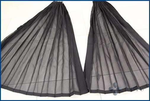 トラックカーテン ボイルレース サイドカーテン ブラック 巾100cmｘ丈80cm （2枚入り）フック付き 日よけに最適 安心の日本製_画像4