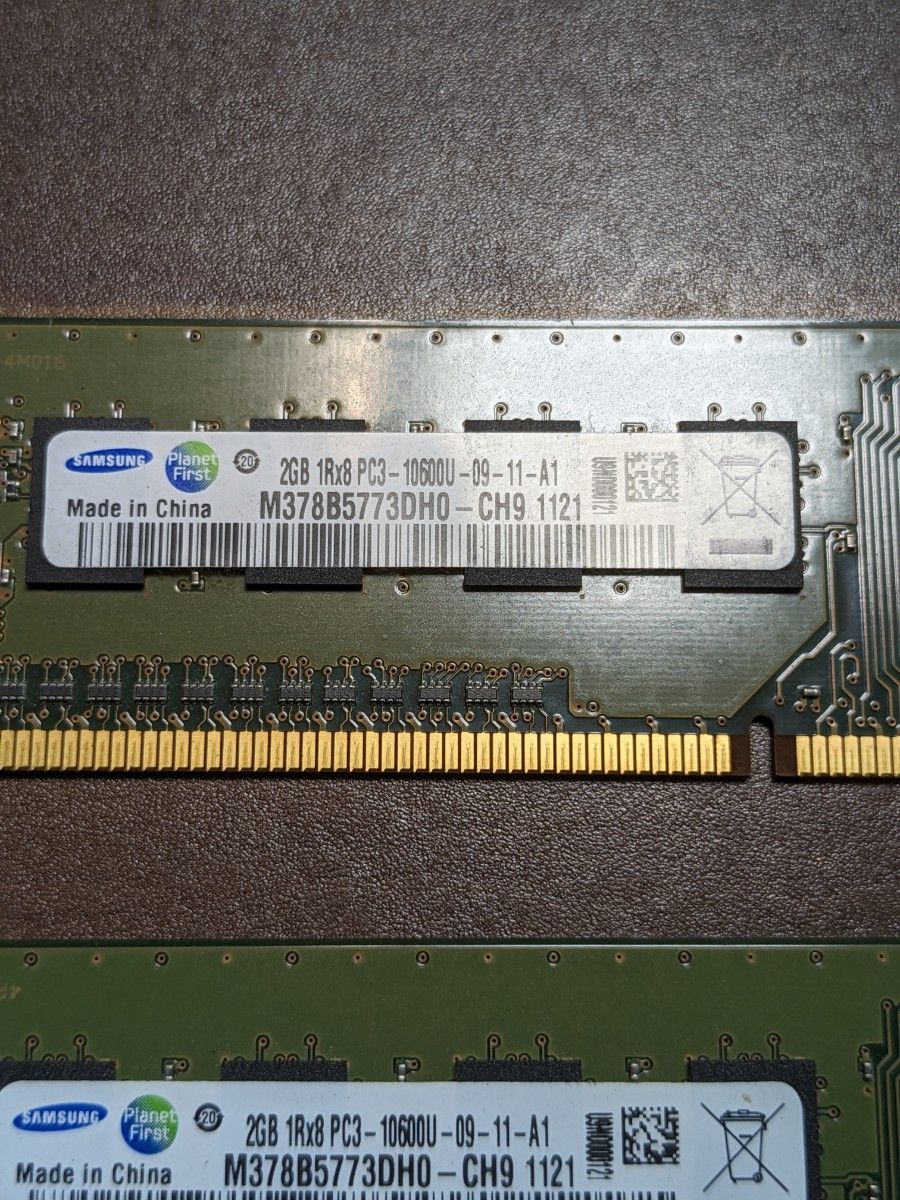 SAMSUNG 1Rx8 PC3-10600U 2GB 2枚組 DDR3 メモリ