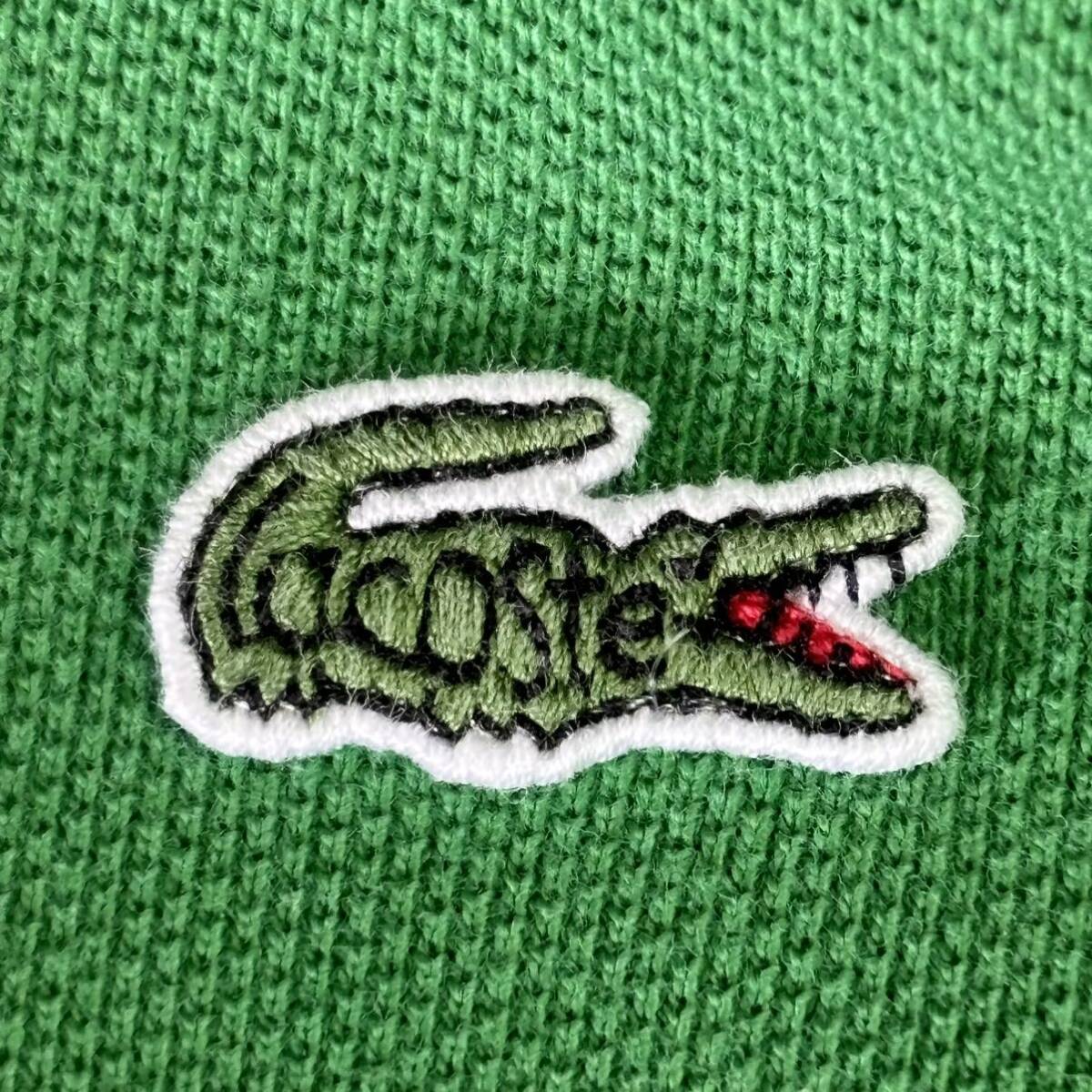 【美品】LACOSTE ラコステ 長袖 ポロシャツ グリーン 貴重 刺繍ロゴ 16 無地 春 秋 長袖ポロシャツ メンズ XL 相当 人気完売 ワニ _画像6