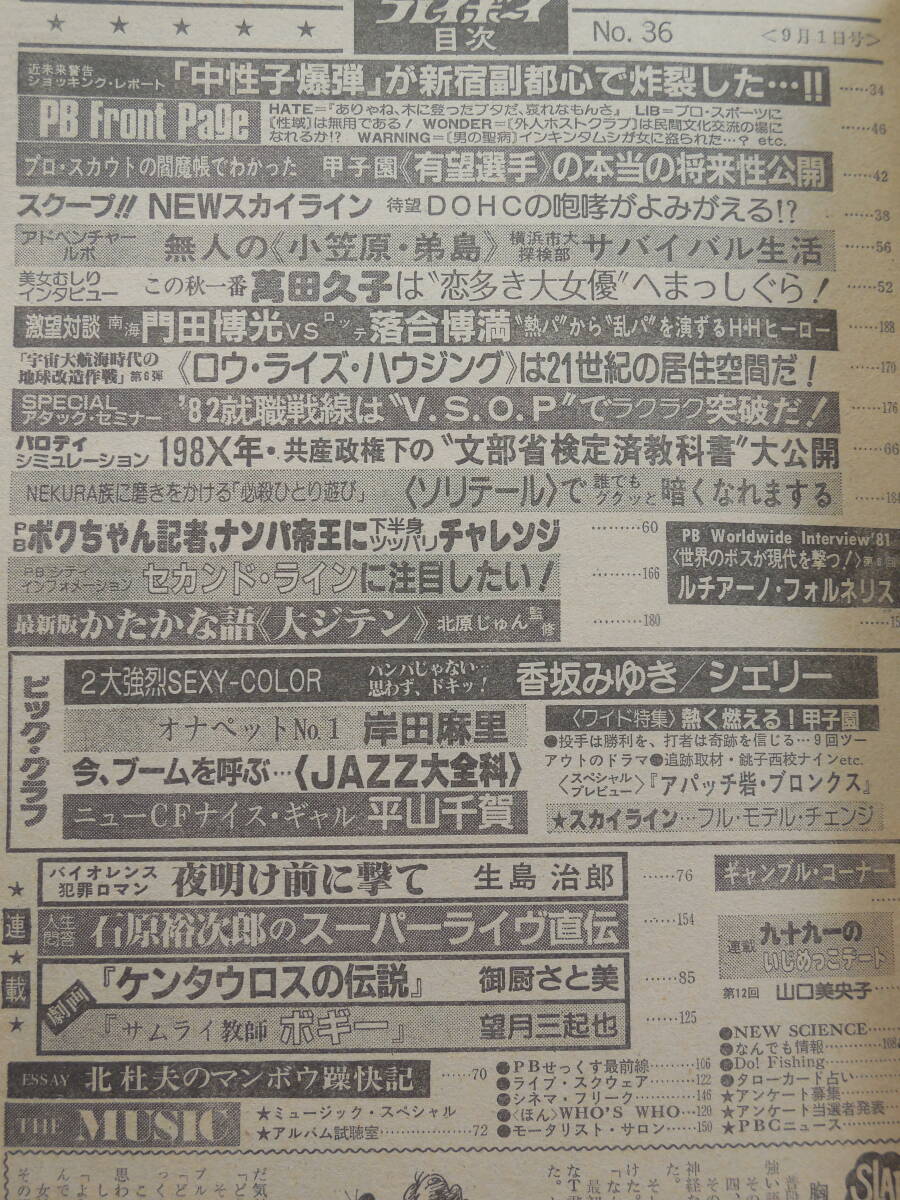 週刊プレイボーイ 1981年9月1日号 香坂みゆき/平山千賀/小西直子(水着) シェリー/岸田麻里/萬田久子/山口美央子_画像10