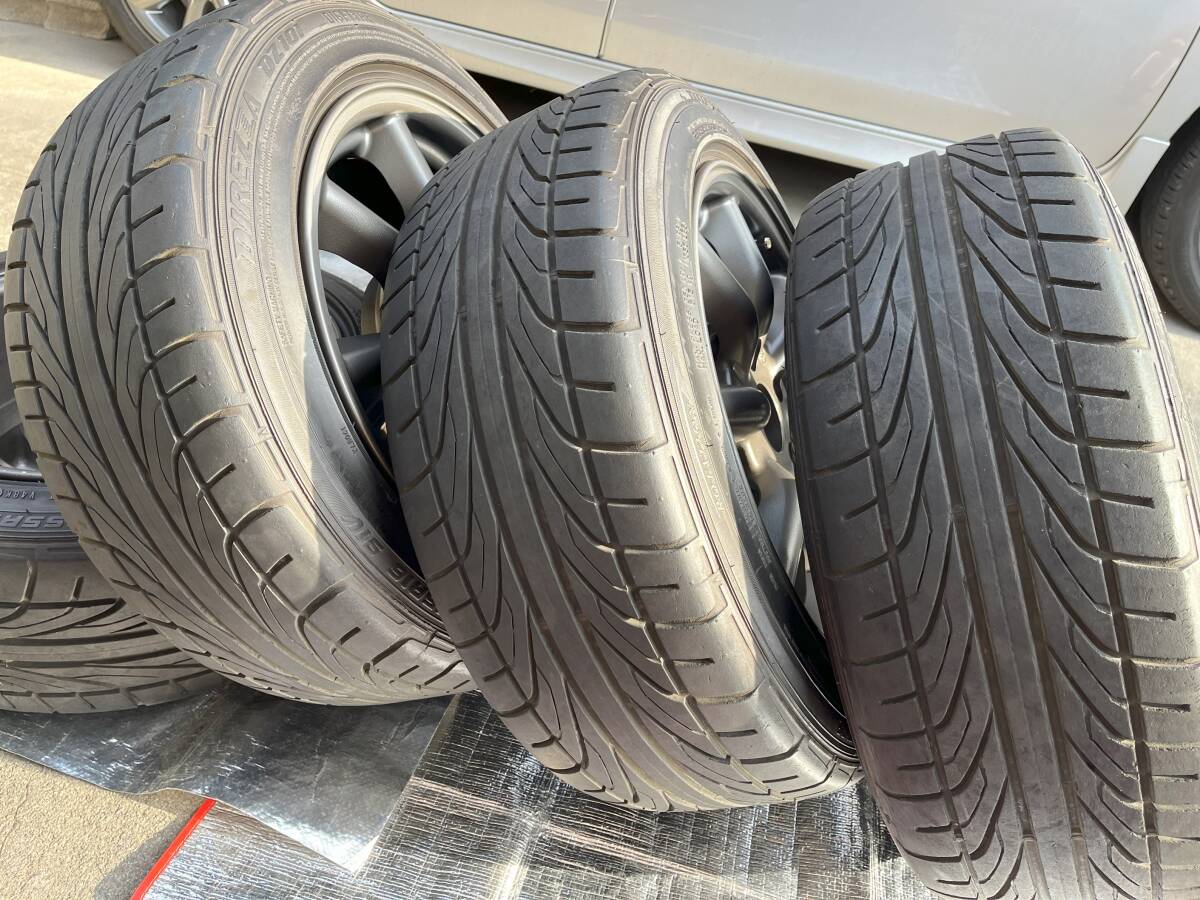 美品 ガリ傷無し RSワタナベ 16インチ 8.0J +35 5H PCD114.3 F8F 8スポーク ブラック DUNLOP DIREZZA DZ101 205/55 R16 4本セットの画像10