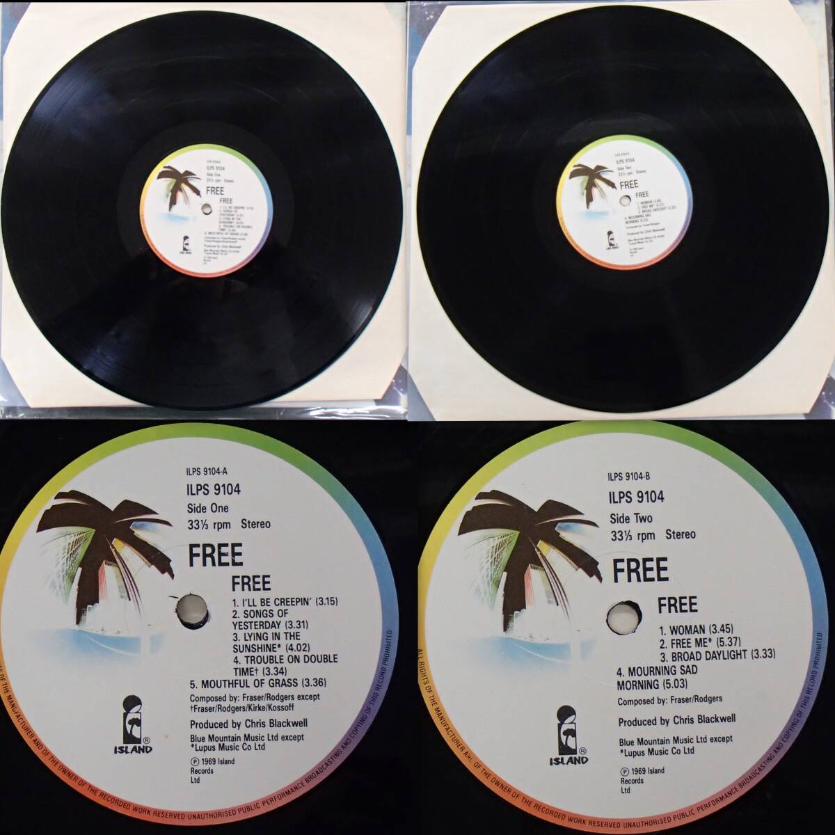 4枚セット FREE LIVE TONS OF SOBS Fire and water アイランド フリー 洋楽 ロック ＬＰ レコード _画像3