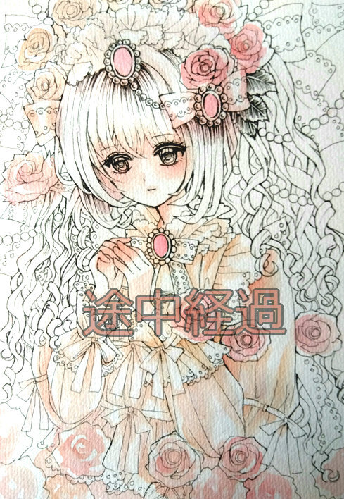 水彩画[†春薔薇† B5]†原画・手描きイラストの画像3