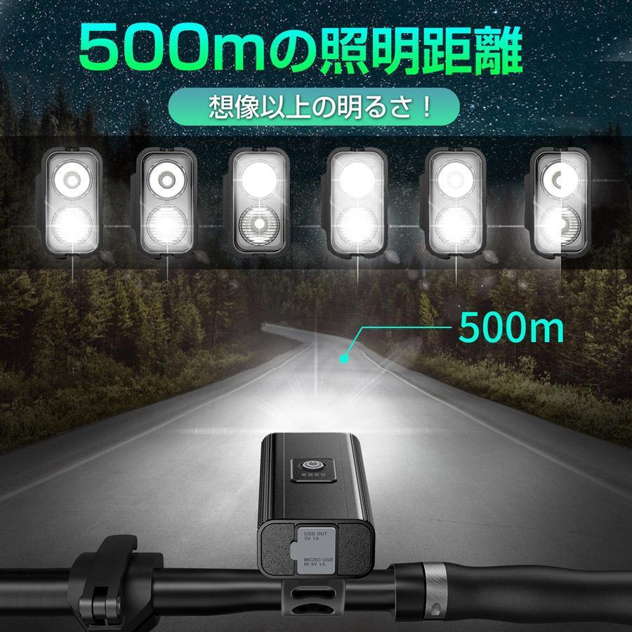 自転車ライト 5200mAh大容量 USB充電 1500ルーメン 明るい IPX5防水 モバイルバッテリー機能 テールライト 工具不要 簡単着脱_画像4