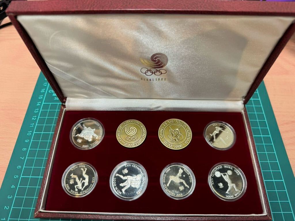 1円スタート ソウルオリンピック 1988年 SEOUL 記念 硬貨 2000ウォン ３枚 1000ウォン ３枚 計６枚セット ケース入の画像2