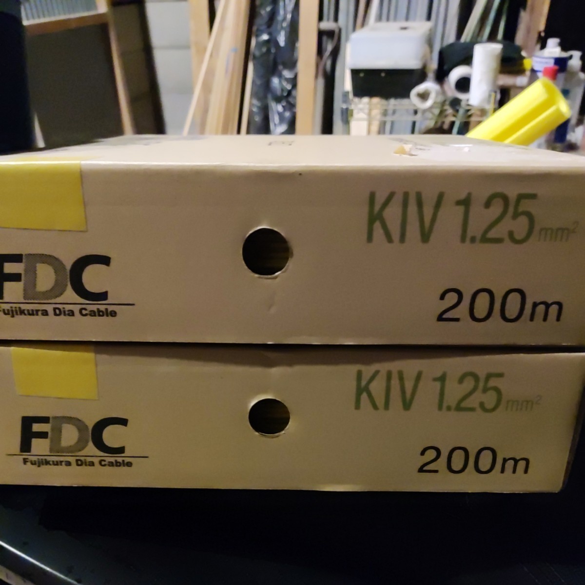  unused 2024 year made fujikura diamond cable KIV 1.25Sq yellow color 2 volume FDC 400m cable electric wire KIV1.25 m.