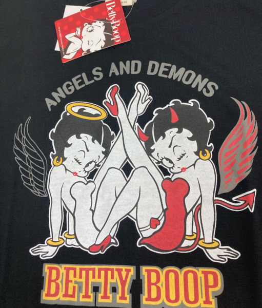 即決新品 ベティ 半袖Tシャツ 男女兼用 メンズサイズ L ブラック A柄 Betty Boop 送料無料_画像2