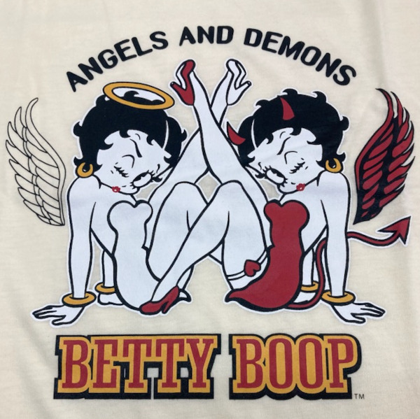 即決新品 ベティ 半袖Tシャツ 男女兼用 メンズサイズ M ベージュ系 A柄 Betty Boop 送料無料の画像2