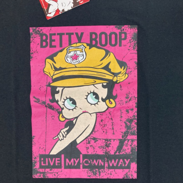 即決新品 ベティ 半袖Tシャツ 男女兼用 メンズサイズ L ブラック B柄 Betty Boop 送料無料