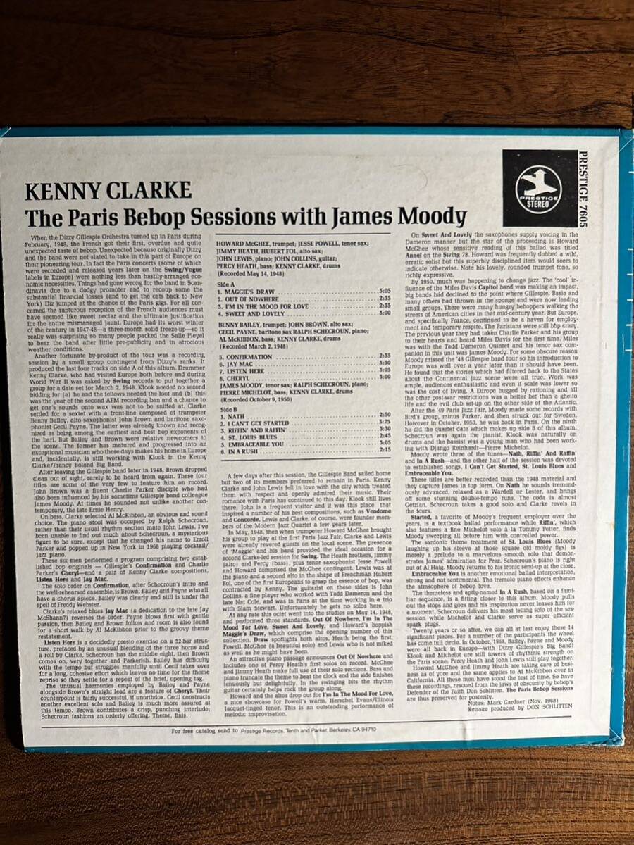 【米PRESTIGE】KENNY CLARKE ケニー・クラーク ◇ THE PARIS BEBOP SESSIONS with James Moody/ PR 7605 の画像2