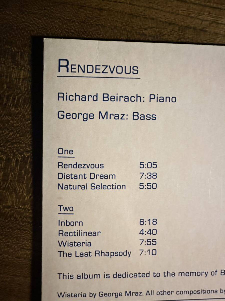 【US盤IPI】RICHARD BEIRACH GEORGE MRAZ◆ RENDEZVOUS/1001の画像4