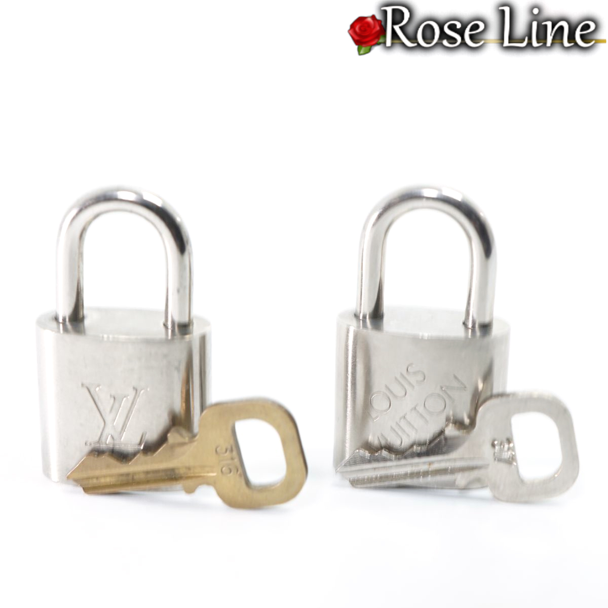 【美品】Louis Vuitton パドロック 鍵 南京錠 シルバー 銀 カデナ チャーム アクセサリー キー 2個セット PADLOCK バッグ用品 316 317の画像6