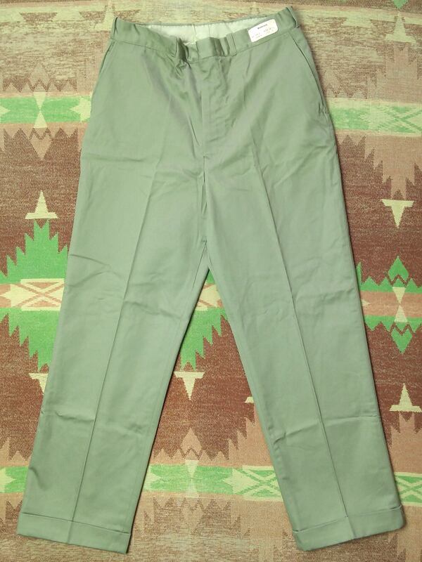 デッドストック 【SNAZZY SATEEN】 60s Cotton Sateen Trousers/ 60年代 コットンサテン トラウザーズ ワーク パンツ ビンテージ 50s70s_画像2
