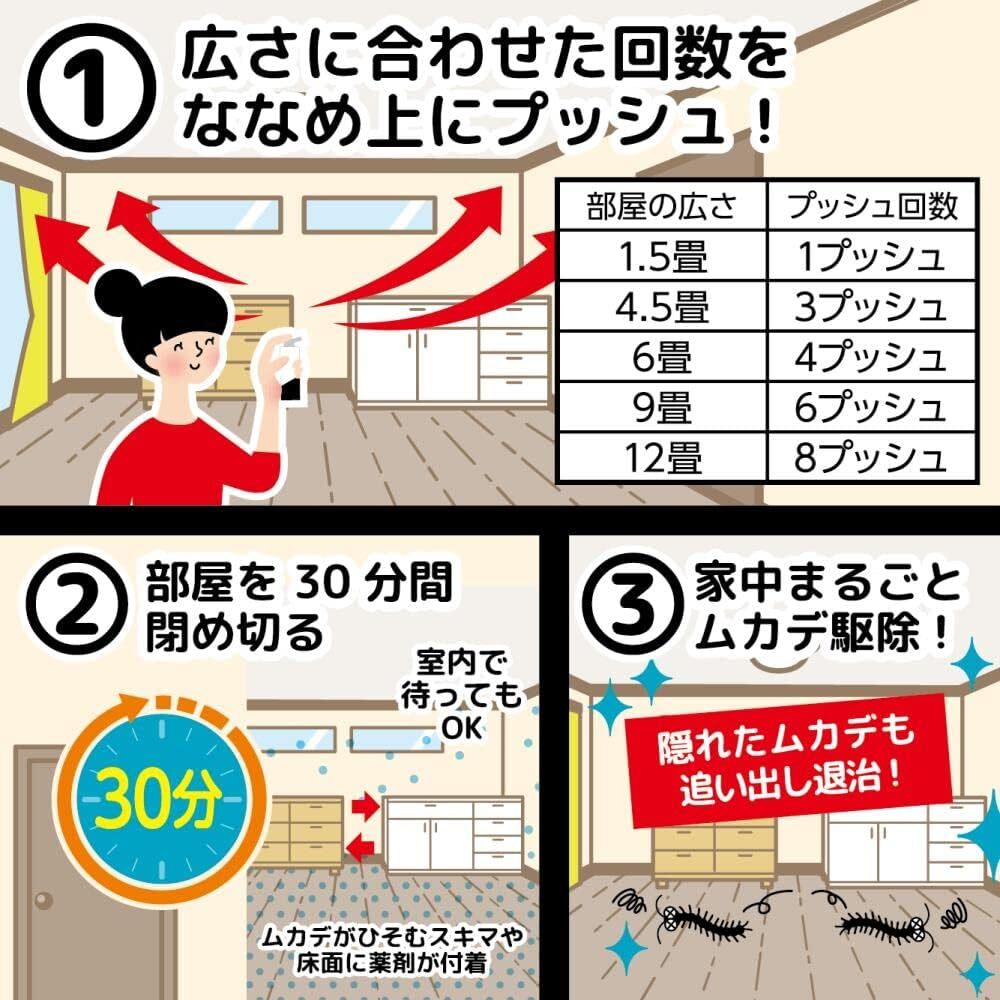 ムカデムエンダー 60プッシュ 害虫駆除 殺虫剤 スプレー ワンプッシュ 室内 部屋 殺虫の画像5