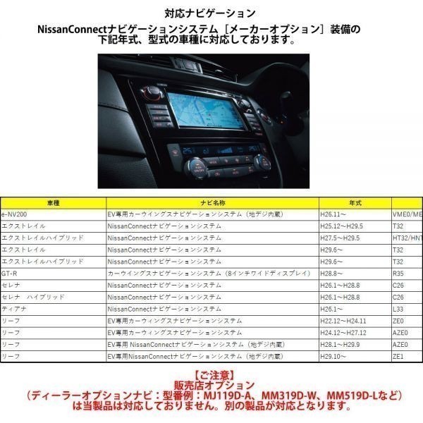 日産 リーフ H24.12～H27.12 AZE0 走行中にテレビが見れる DVDが見れる ナビ操作可 メーカーオプション ニッサン テレビキット テレナビの画像2