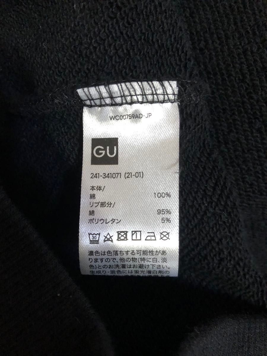 GU グラフィックスウェットパーカ(長袖)(ロゴ) Mサイズ　黒