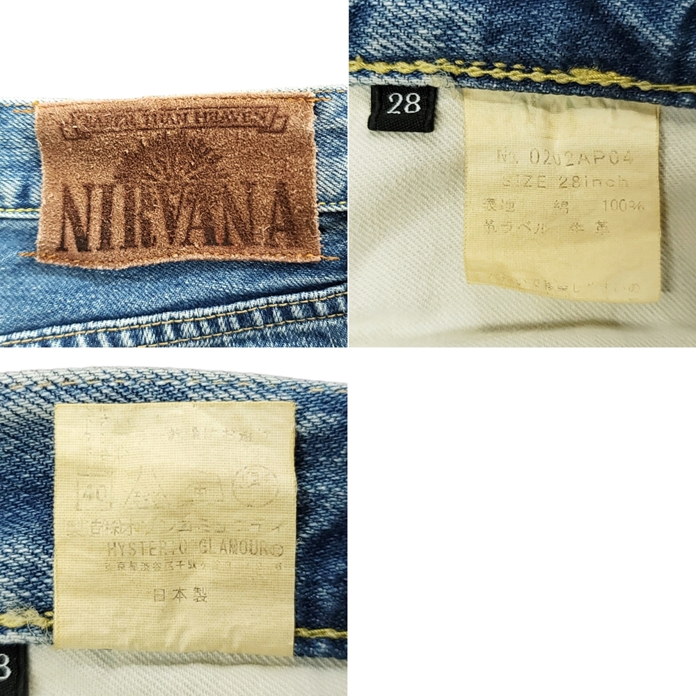 WC661C13 HYSTERIC GLAMOUR ヒステリックグラマー Nirvana Kurt Cobain カートコバーン デニムパンツ W28 日本製 0202AP04 /26_画像10