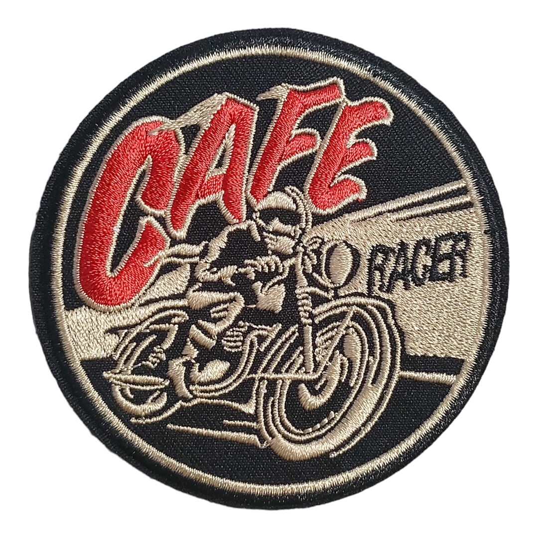 M-9【 アイロンワッペン 】 刺繍ワッペン アップリケ リメイク BIKE バイク カフェ Cafe patch パッチ アイロンワッペン オートバイ_画像1