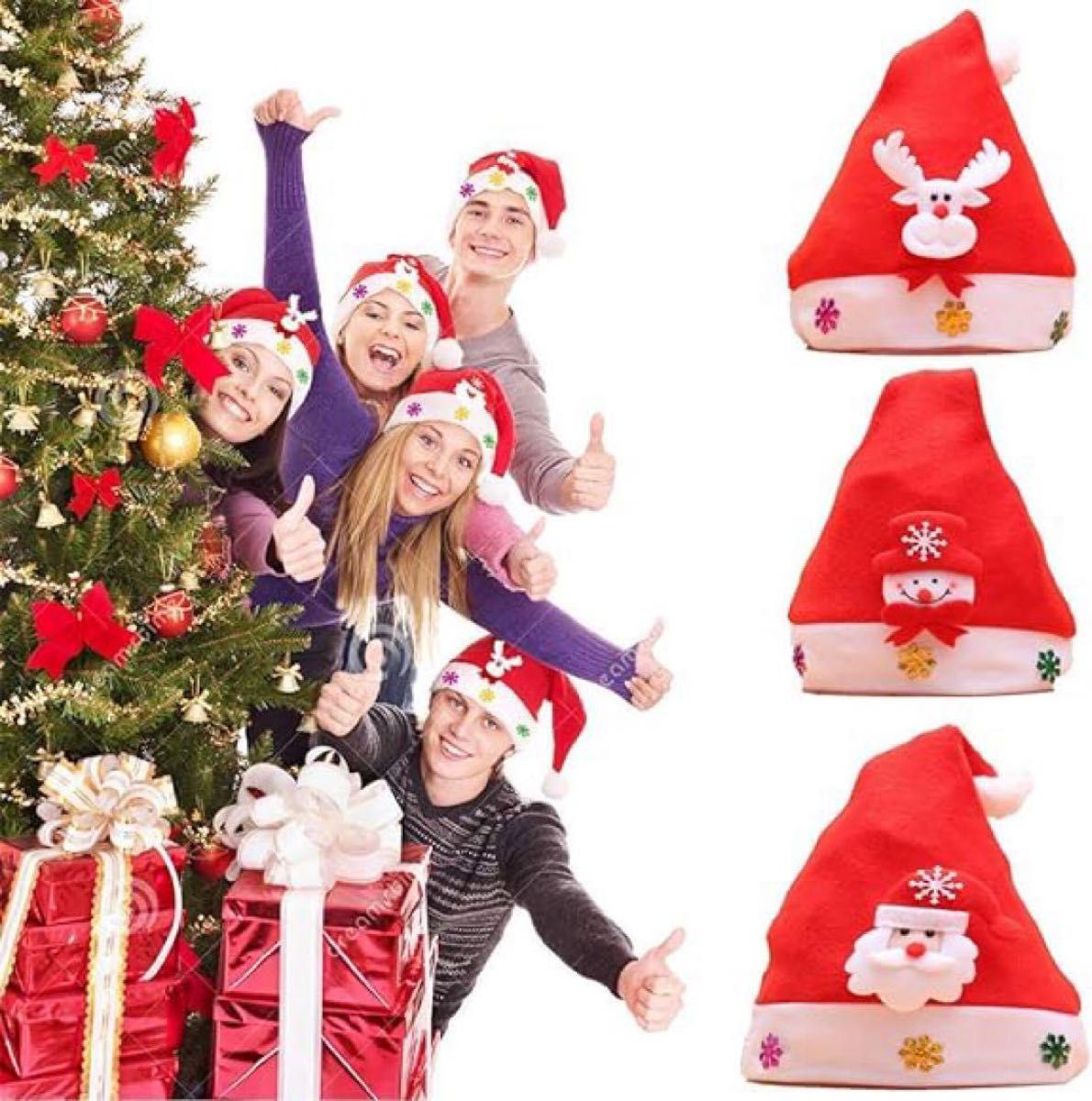 【3個セット】 サンタクロース　トナカイ　雪だるま　三角帽子  クリスマス　可愛い 仮装　コスプレ　パーティー　イベントグッズ