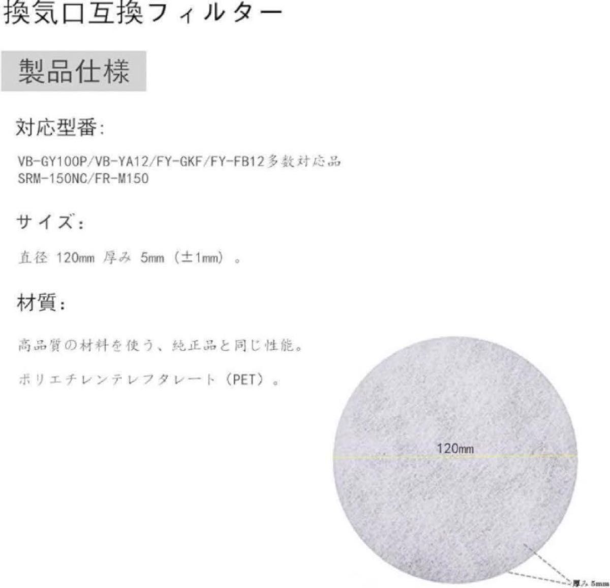 換気口　互換フィルター　20枚セット　丸型 直径120mm 住宅設備　空気