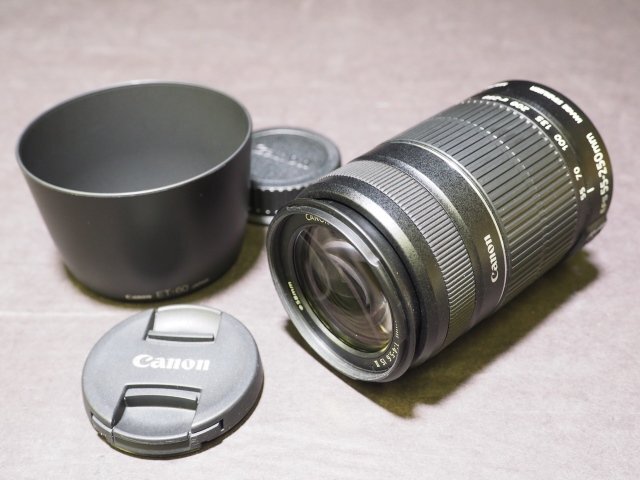S925 CANON カメラレンズ ZOOM LENS EF-S 55-250mm 1:4-5.6 IS Ⅱ φ58mm 1.1m/3.6ft キャノン_画像1