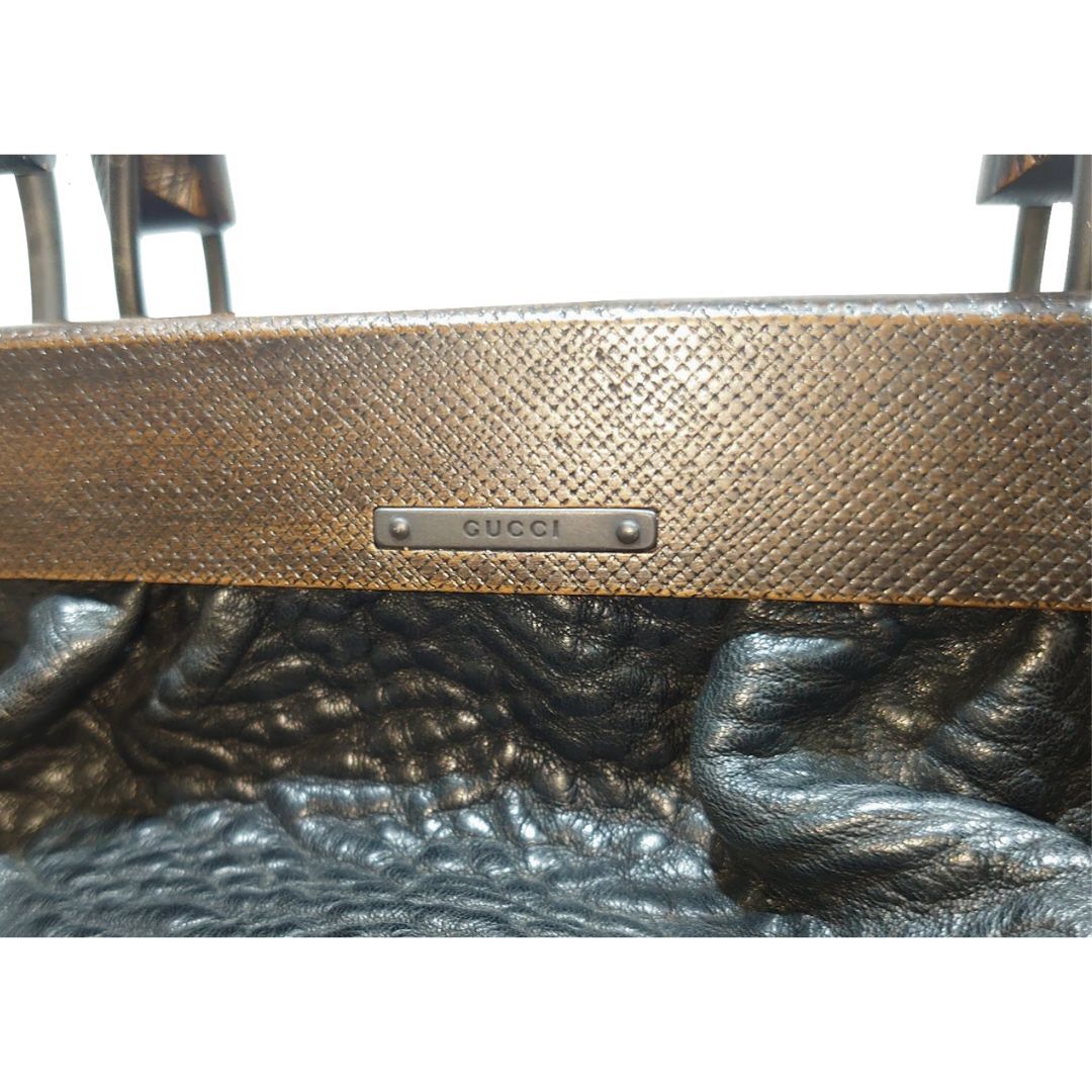希少】GUCCI グッチ ハンドバッグ ボストンバッグ ウッド 希少】GUCCI グッチ ハンドバッグ ボストンバッグ ウッド