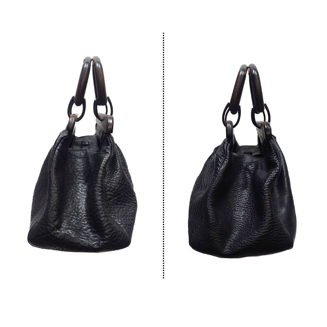 希少】GUCCI グッチ ハンドバッグ ボストンバッグ ウッド 希少】GUCCI グッチ ハンドバッグ ボストンバッグ ウッド