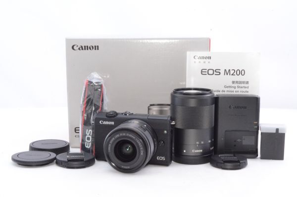 美品★Canon キャノン EOS M200 ダブルズームキット ブラック★元箱付き#H0042404090A_画像1