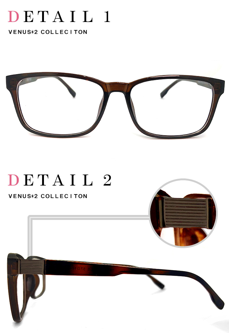 新品 メガネ 9233-6 メンズ ビックサイズ XLサイズ ウェリントン 超軽量 TR素材 大きめ 大きい 眼鏡 venus×2の画像2