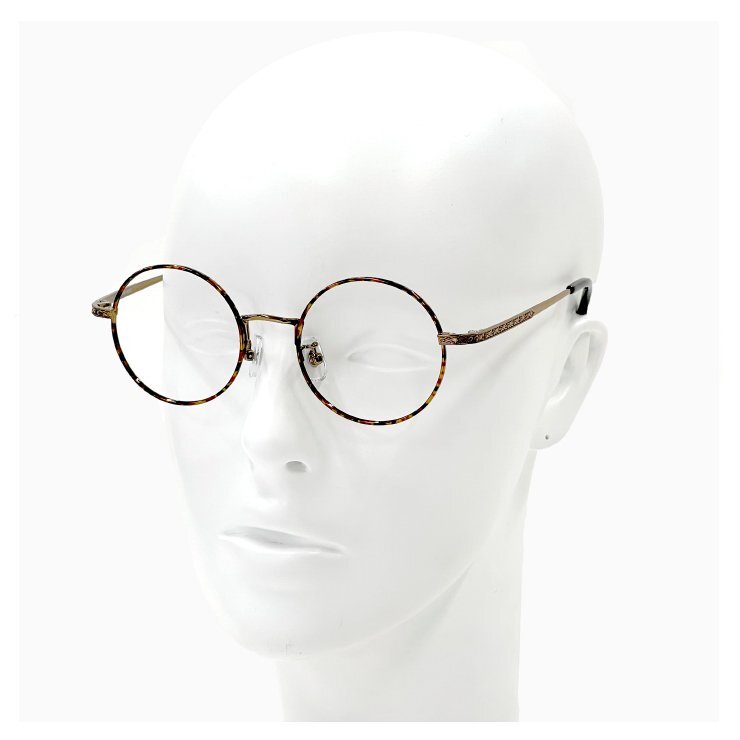 新品 メガネ ym-19003-3 おしゃれ かわいい メンズ レディース ユニセックス 眼鏡 丸メガネ ラウンド 型 ブロンズ カラー メタル フレーム