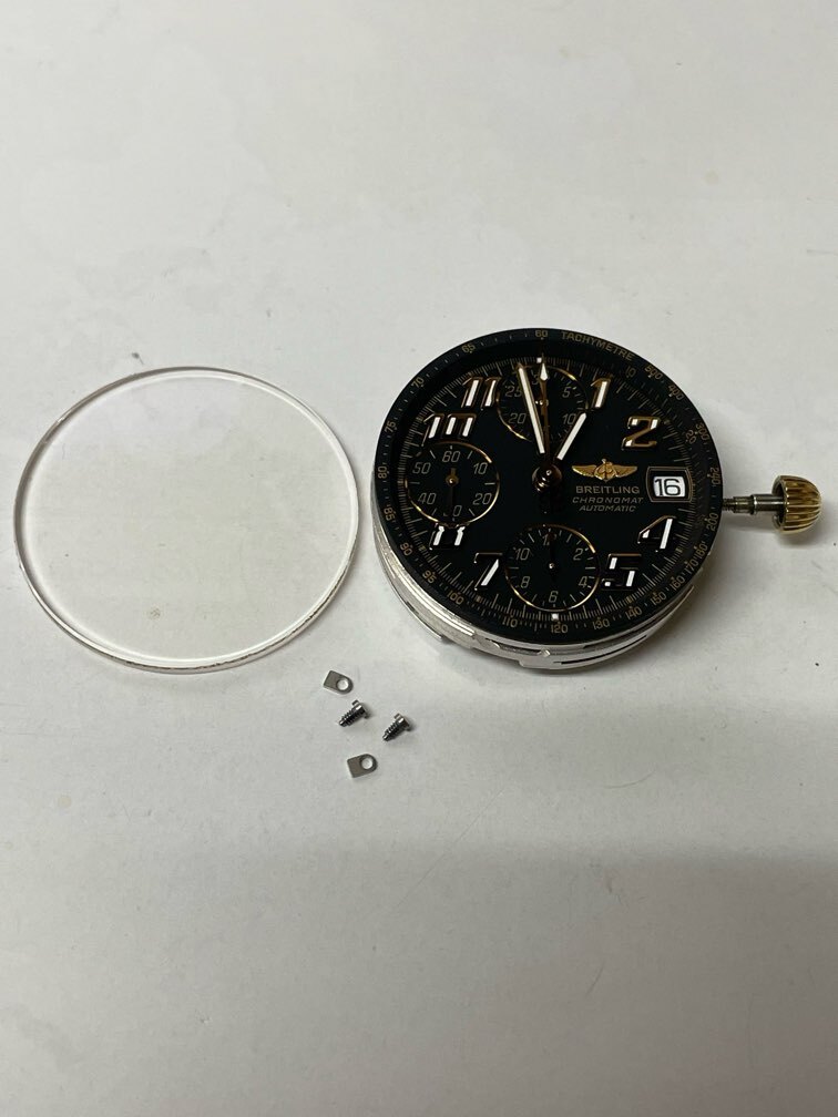 【可動品】Breitling クロノマット クロノグラフ 自動巻き ムーブメント 6592 YGリューズ・風防・機止めネジ付き【現状】№62756の画像10