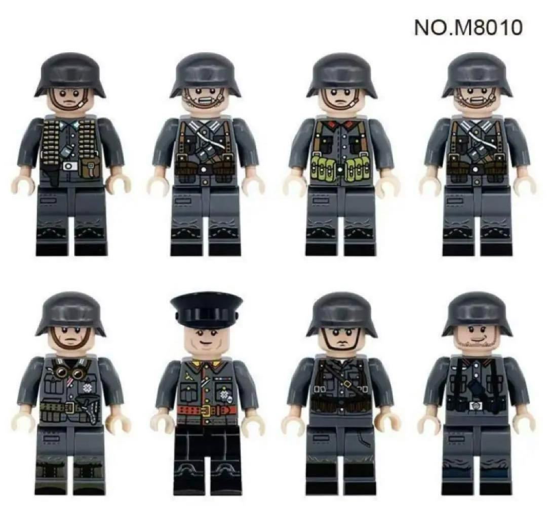 【レゴ互換】ミニフィグ WW2ドイツ軍兵士人形フィギュアAセット8体の画像1