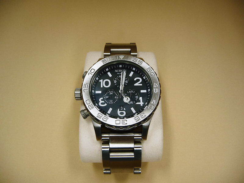 1円～ 動作良好 NIXON ニクソン THE 42-20 CHRONO MINIMIZE クロノグラフ 黒 ステンレススチール ♪ クォーツ 腕時計の画像1