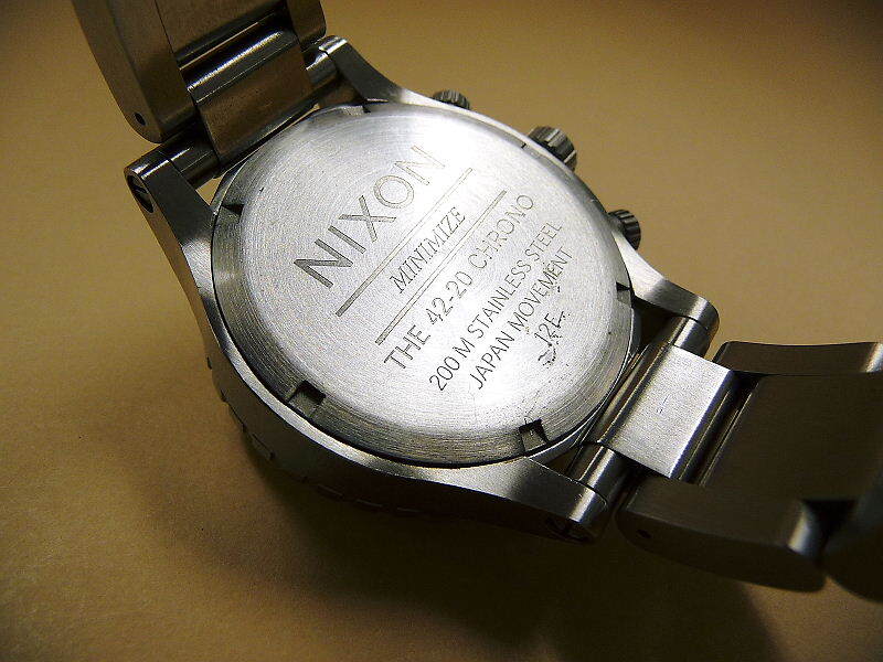 1円～ 動作良好 NIXON ニクソン THE 42-20 CHRONO MINIMIZE クロノグラフ 黒 ステンレススチール ♪ クォーツ 腕時計の画像10