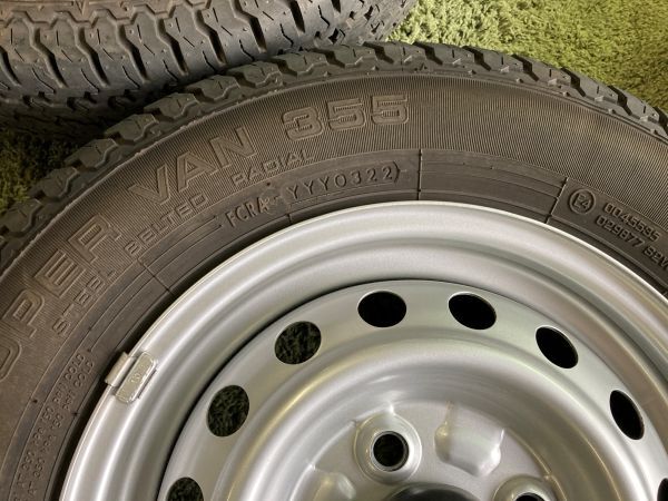 送料無料 ラジアルセット スバル サンバー 純正スチール 12in 4J PCD100 ヨコハマ スーパーバン 145/80R12 80/78N LTの画像6