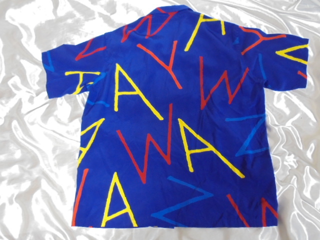 送料185円・K545■ 矢沢永吉 オリジナルシャツ 青 Lサイズ 1992年 Anytimeツアー Rockin’E Yシャツ アロハの画像2