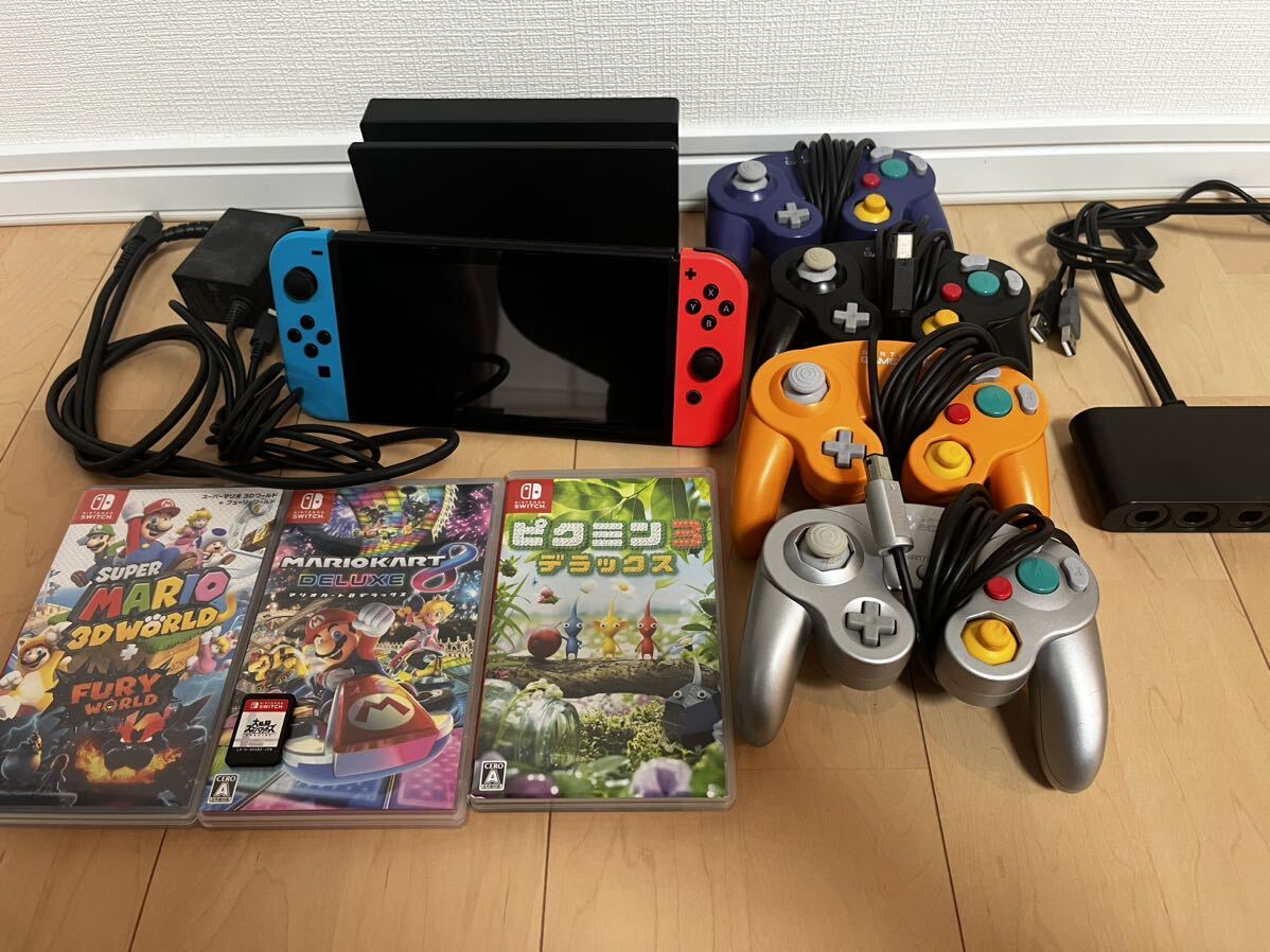  secondhand goods nintendo HAC-001 Nintendo switch body soft smabla Mario Cart pikmin etc. Game Cube controller 4 piece connection tap 