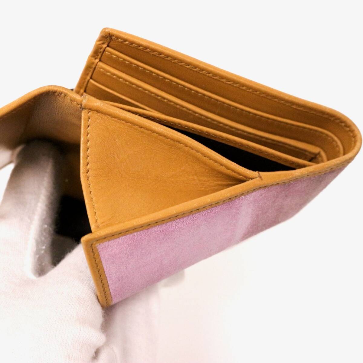 グッチ 035-2067-2131 ジャッキー 折り財布 ウォレット folded wallet レザー スウェード ピンク pink キャメル 茶 ブラウン brown GUCCI_画像8