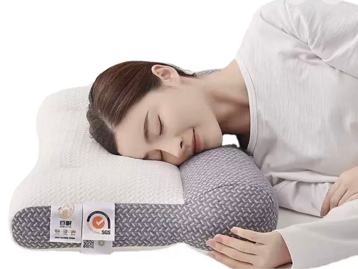 頚椎牽引枕 肩こり いびき 快眠 低反発 安眠 熟睡 ストレートネック グレー