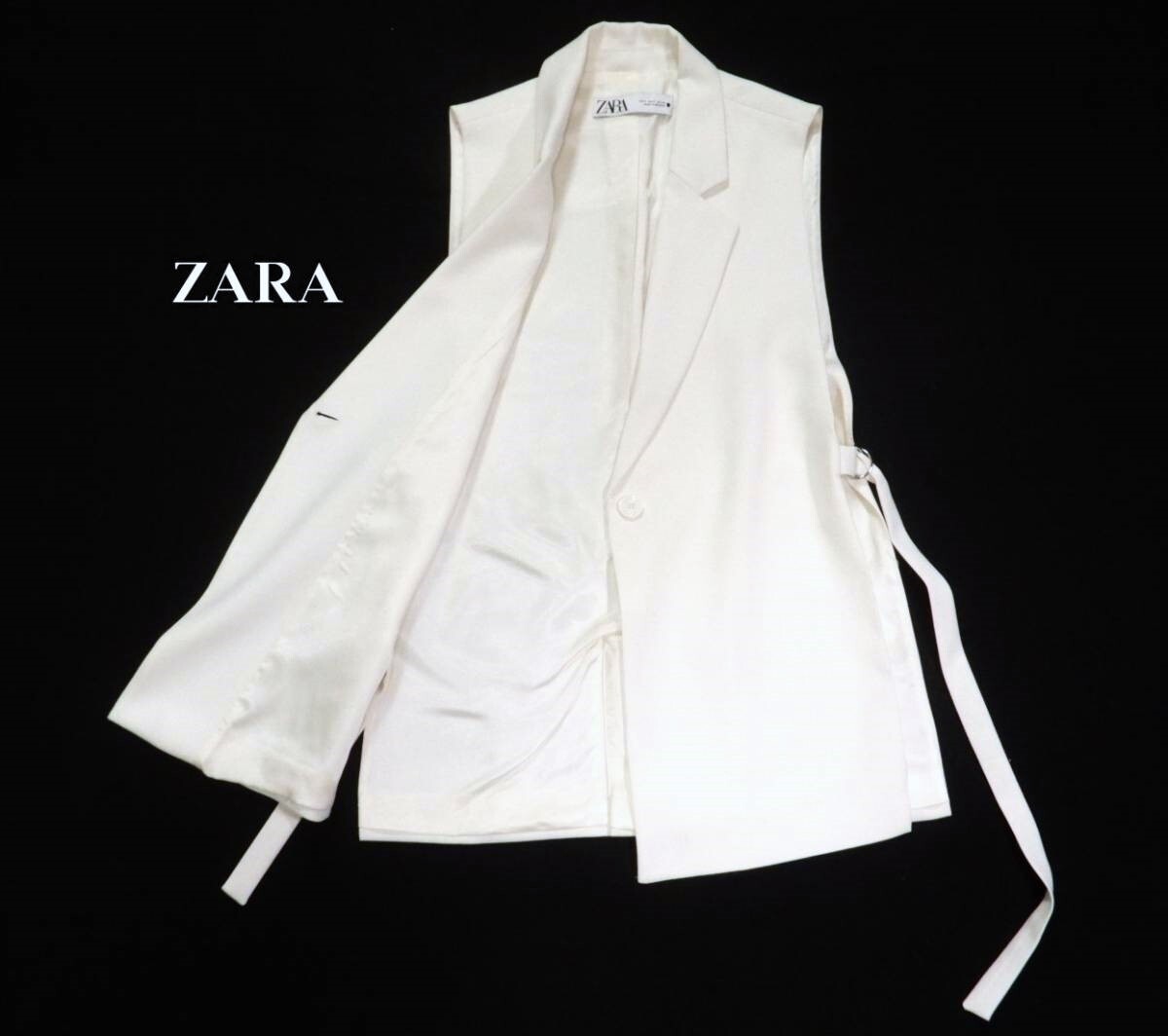ザラ ZARA 大人素敵スタイル☆ サイドベルト デザインジレ ベスト Sの画像2