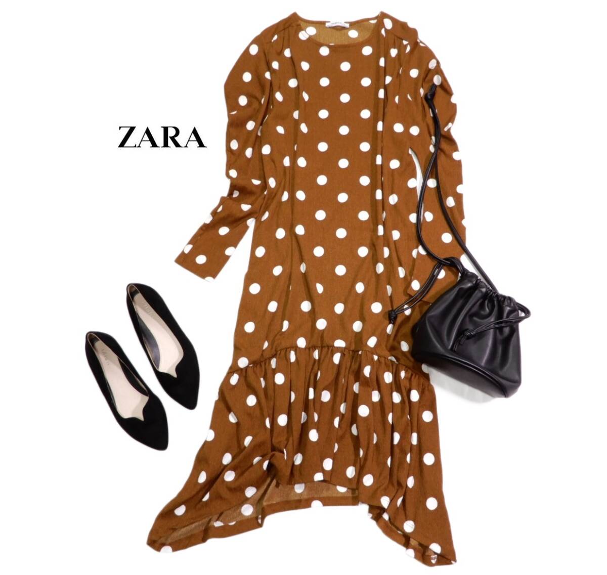 ザラ ZARA TRF 可愛い☆ドット ヘムライン ワンピース M_画像1