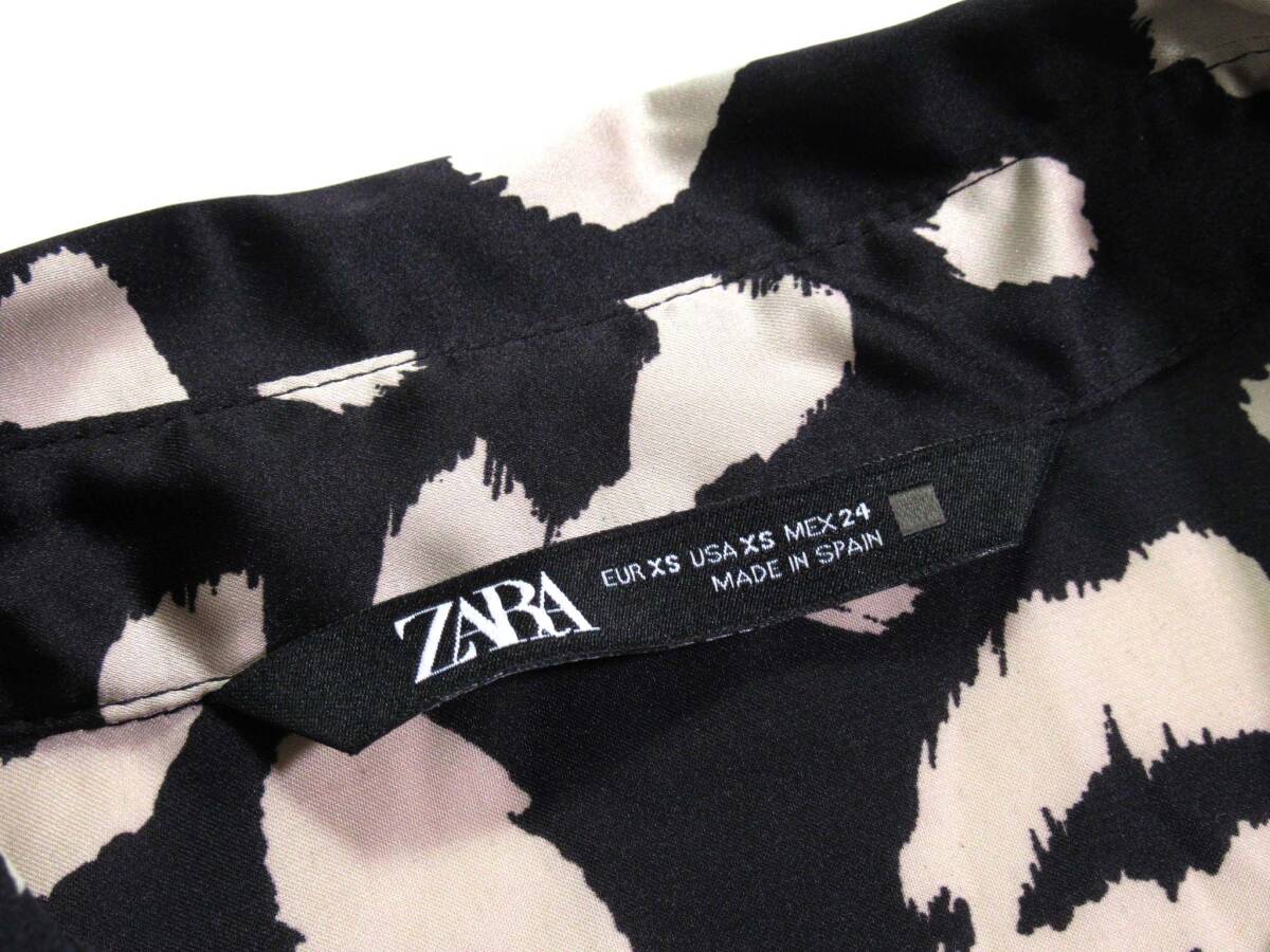 ザラ ZARA 大人素敵スタイル☆ 微光沢 とろみ ヒョウ柄 シャツブラウス 羽織にも XSの画像5