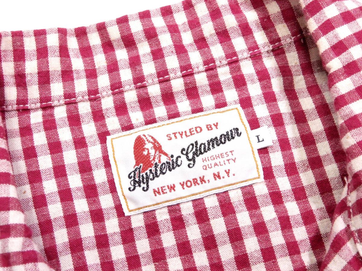  Hysteric Glamour Hysteric Glamour cotton flax cotton linen Logo girl print check pattern shirt L