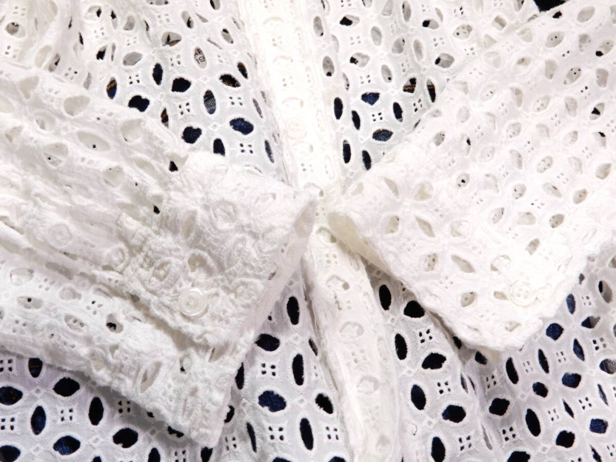 ザラ ZARA 大人可愛い☆ カットワーク刺繍 パンチングレース デザインシャツ チュニック S 羽織にも レイヤードコーデの画像4