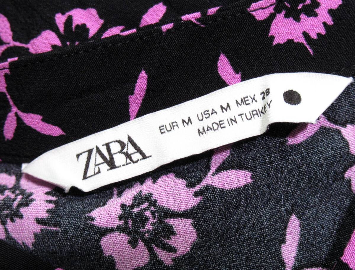 ザラ ZARA 大人可愛い☆ 小花柄 総柄 ふっくら袖 デザインロングマキシワンピース 羽織にも Mの画像6